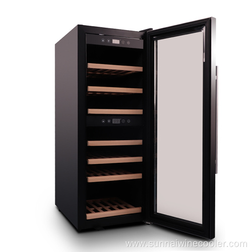 Digital control freestanding wine cooler with beech shelf